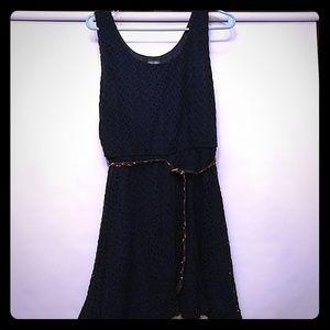 Lily Rose Navy blue knitted dress with belt
